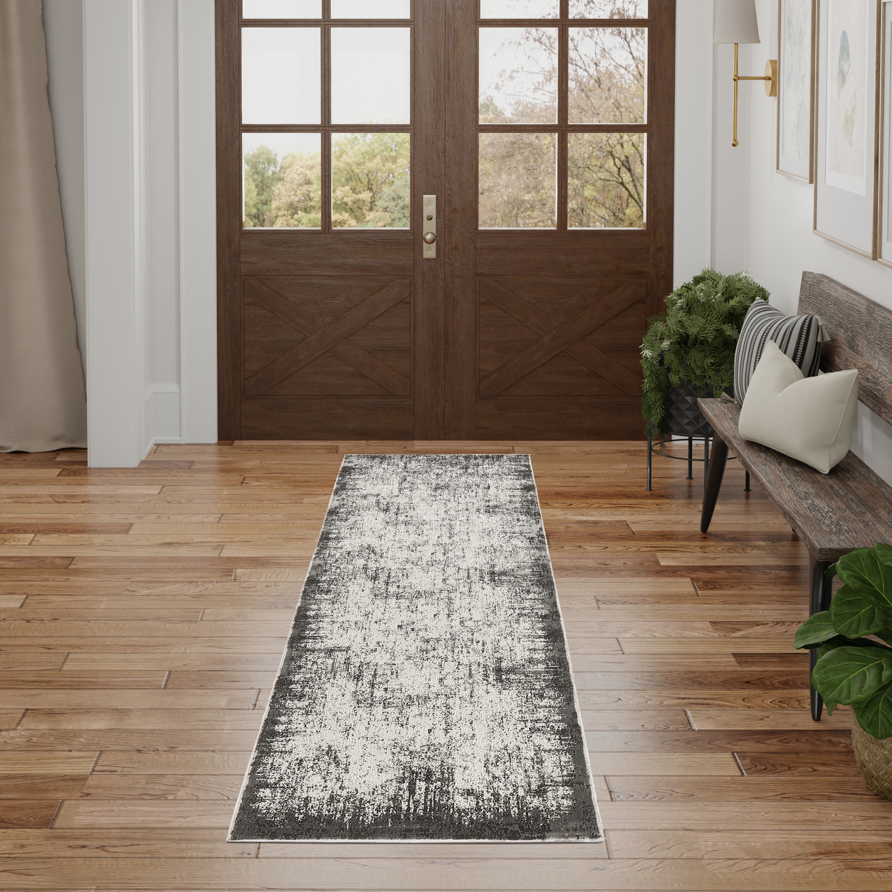 Nourison Desire 2'3" x 7'6" Grey Ivory Modern Indoor Rug