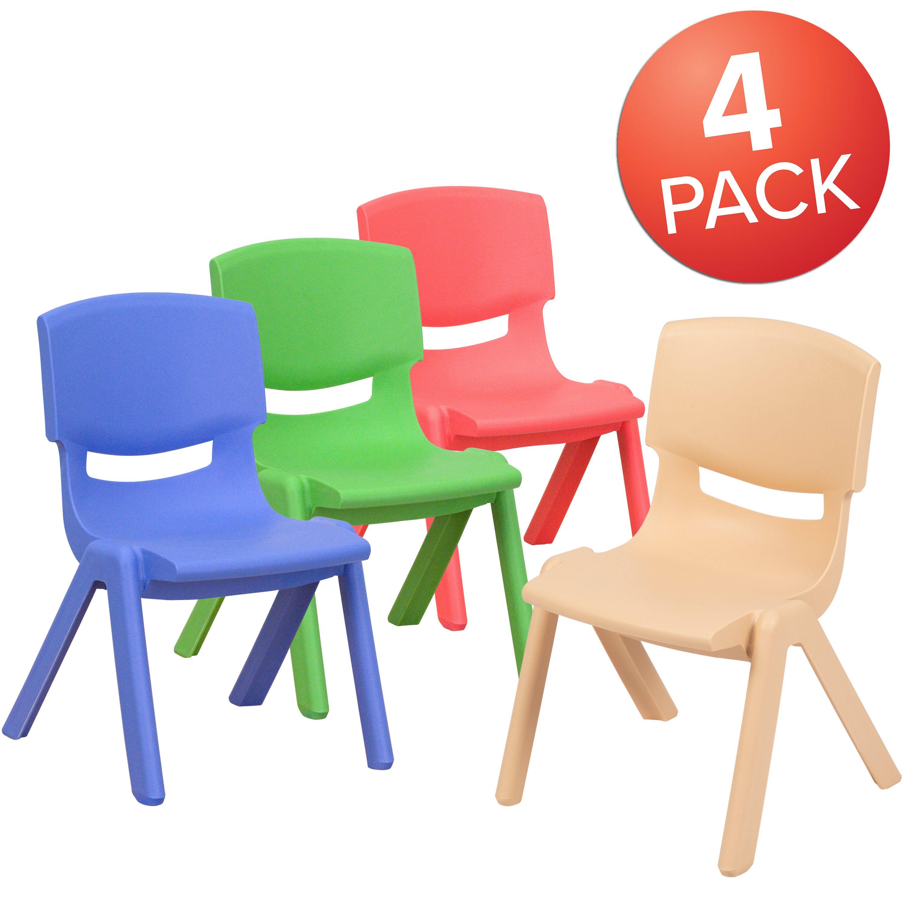 Pack de 4 sillas escolares apilables de plástico azul con asiento de 10,5" H, silla preescolar - Imagen 32 de 58