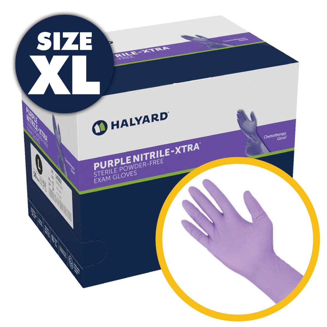 Purple Nitrile-XTRA Sterile Exam Gloves, X-Large, Powder Free, Latex Free, 50prs/Box