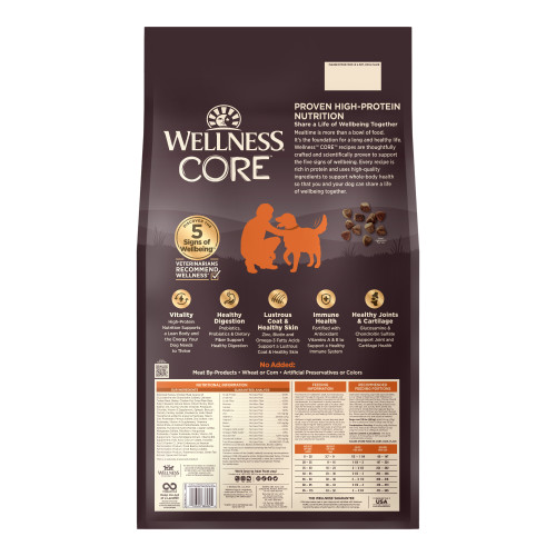 Wellness CORE Wholesome Grains Original Turkey & Chicken back packaging