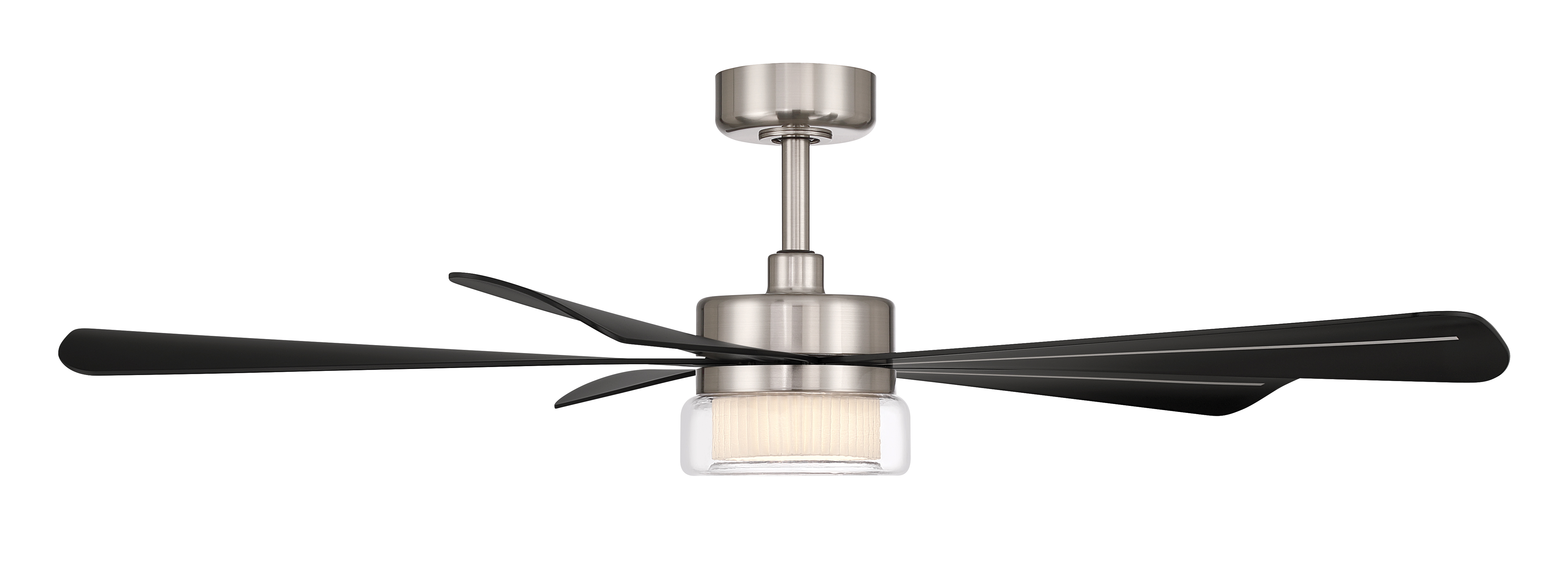 52" 5-Blade 5CCT LED Smart Ceiling Fan - Brushed Nickel and Coal Blades with Clear Glass - alternate view