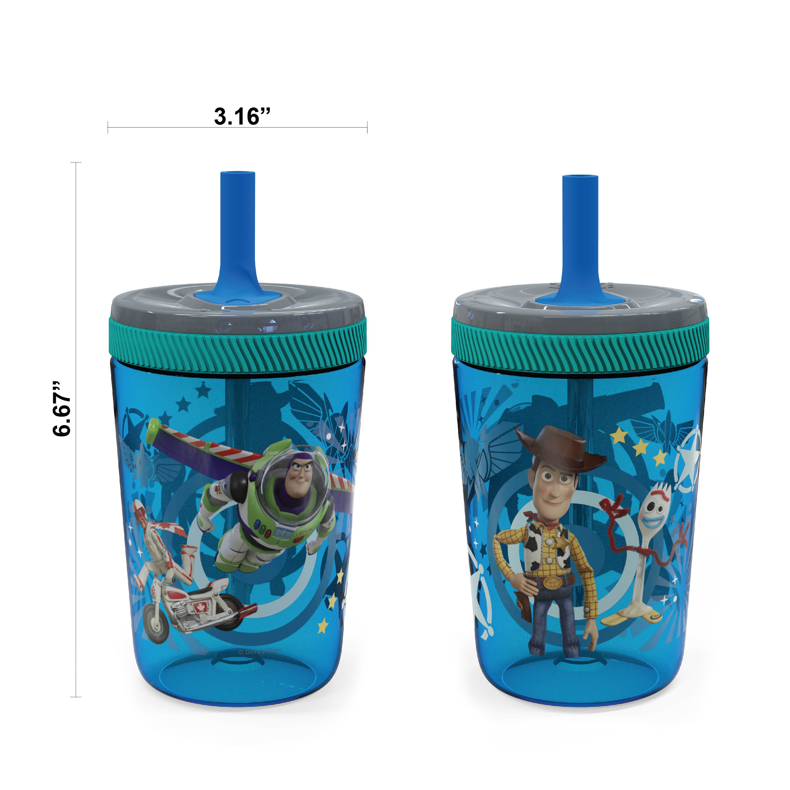 Disney and Pixar 15  ounce Plastic Tumbler with Lid and Straw, Buzz Lightyear and Friends, 2-piece set slideshow image 4