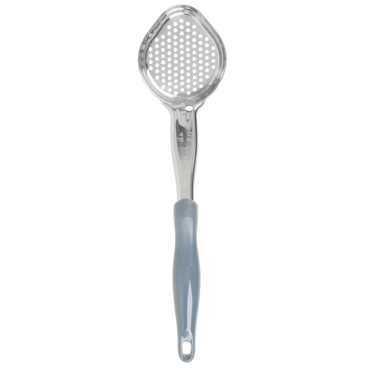 4-ounce one-piece heavy-duty perforated oval Spoodle® utensil with gray nylon handle