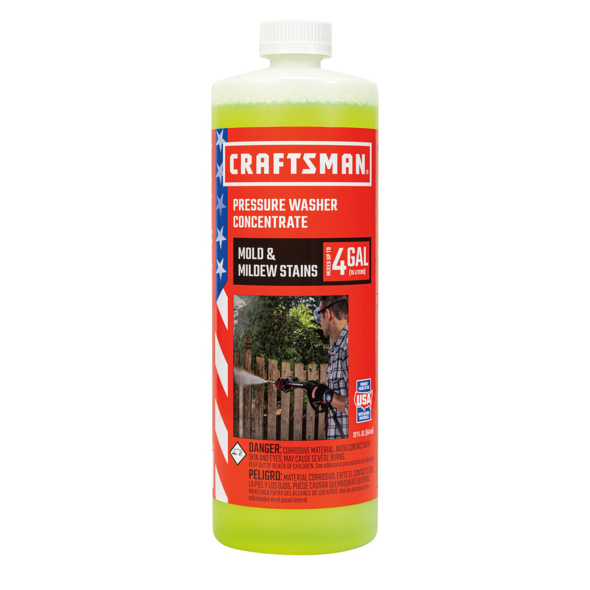 Mold and mildew stains pressure washer concentrate.