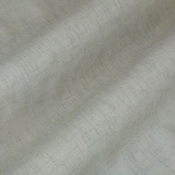 Light gray textured curtain fabric with fine crosshatch pattern, draped in soft vertical folds, gently diffusing light; close-up interior view emphasizing weave and subtle shading.
