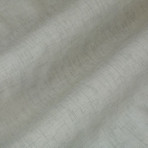 Light gray textured curtain fabric with fine crosshatch pattern, draped in soft vertical folds, gently diffusing light; close-up interior view emphasizing weave and subtle shading.