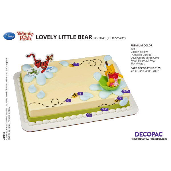 Winnie the Pooh Lovely Little Bear Cake Decorating Instruction Card
