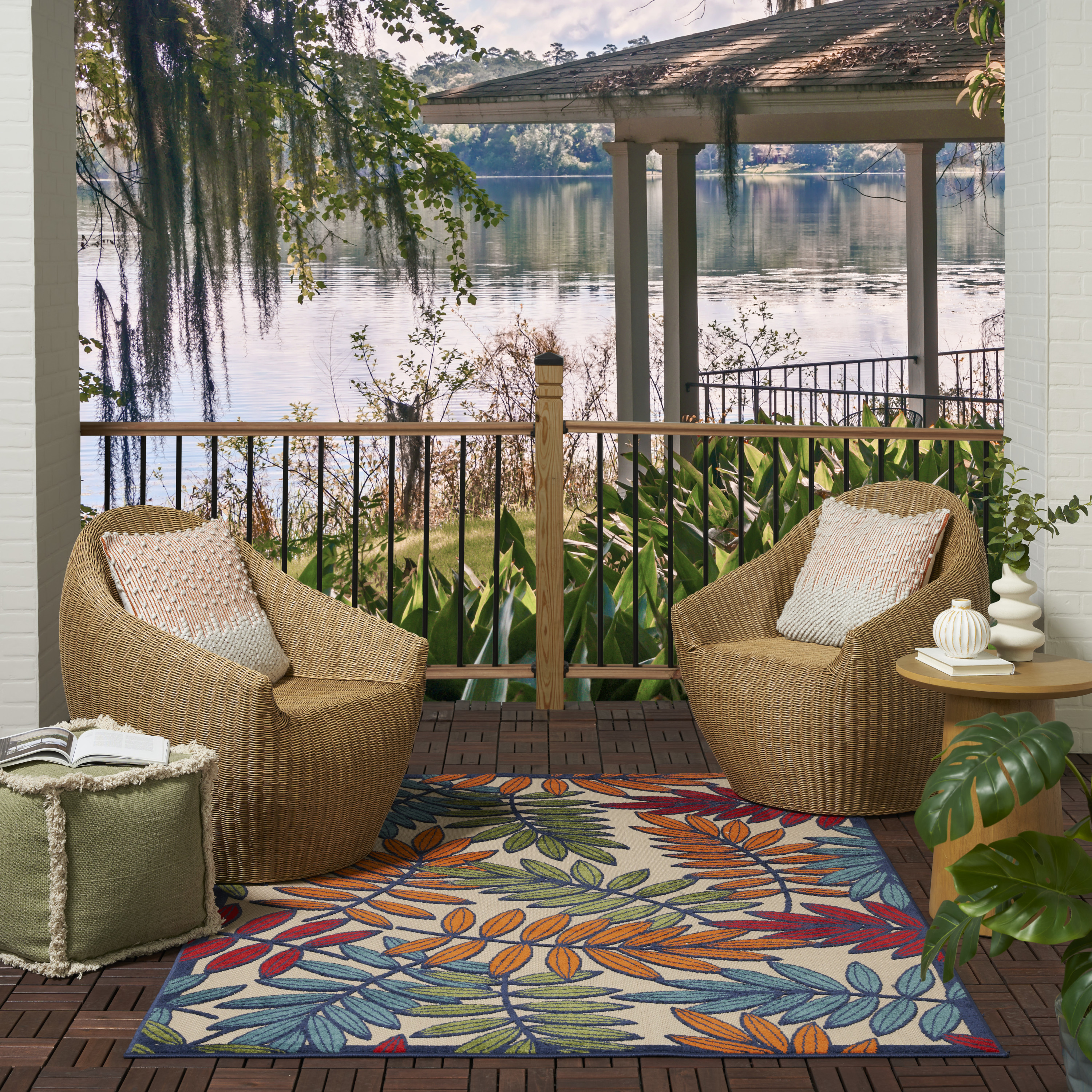 Nourison Aloha 6' x 9' Multicolor Tropical Rug