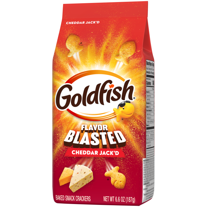 Goldfish® Flavor Blasted® Cheddar Jack’d Crackers, 6.6 oz, bag - Right Angle Image