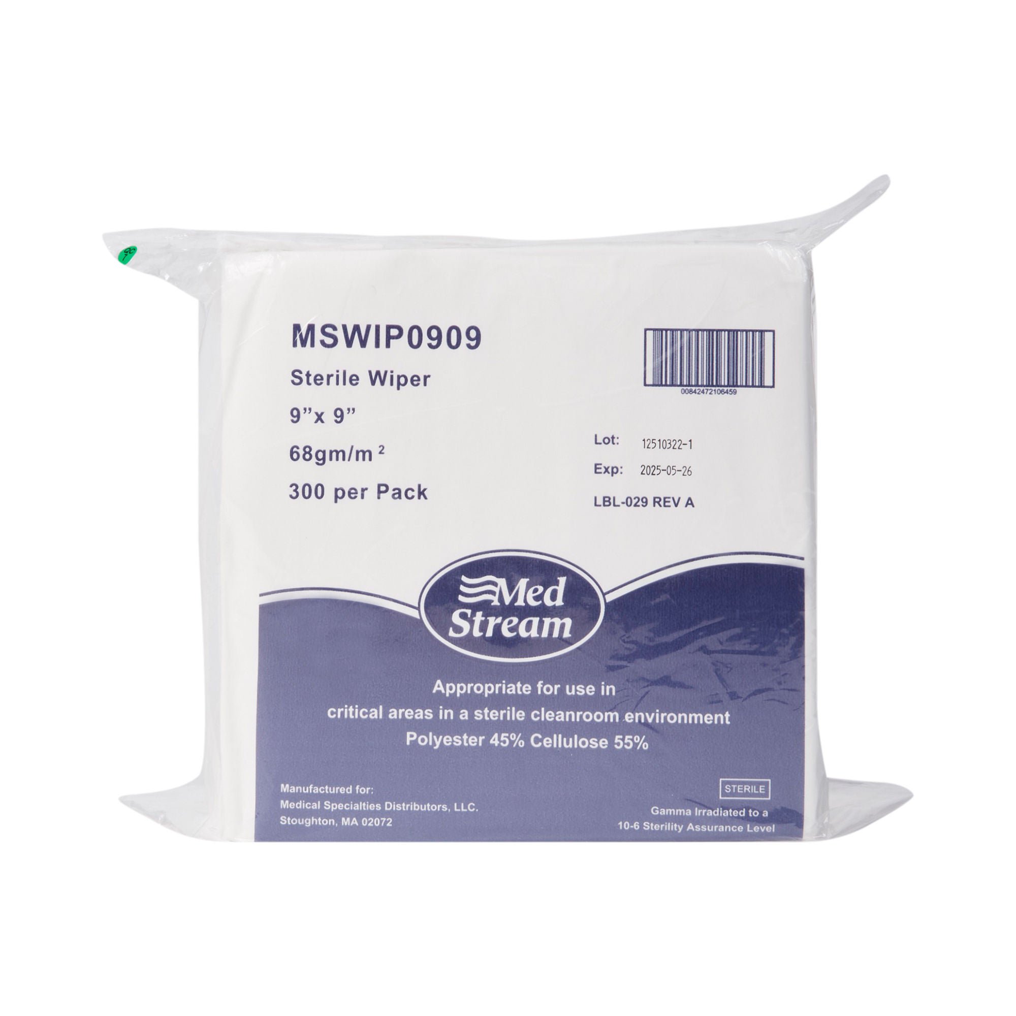 McKesson Cleanroom Low Lint Wipes, 9 x 9 Inch