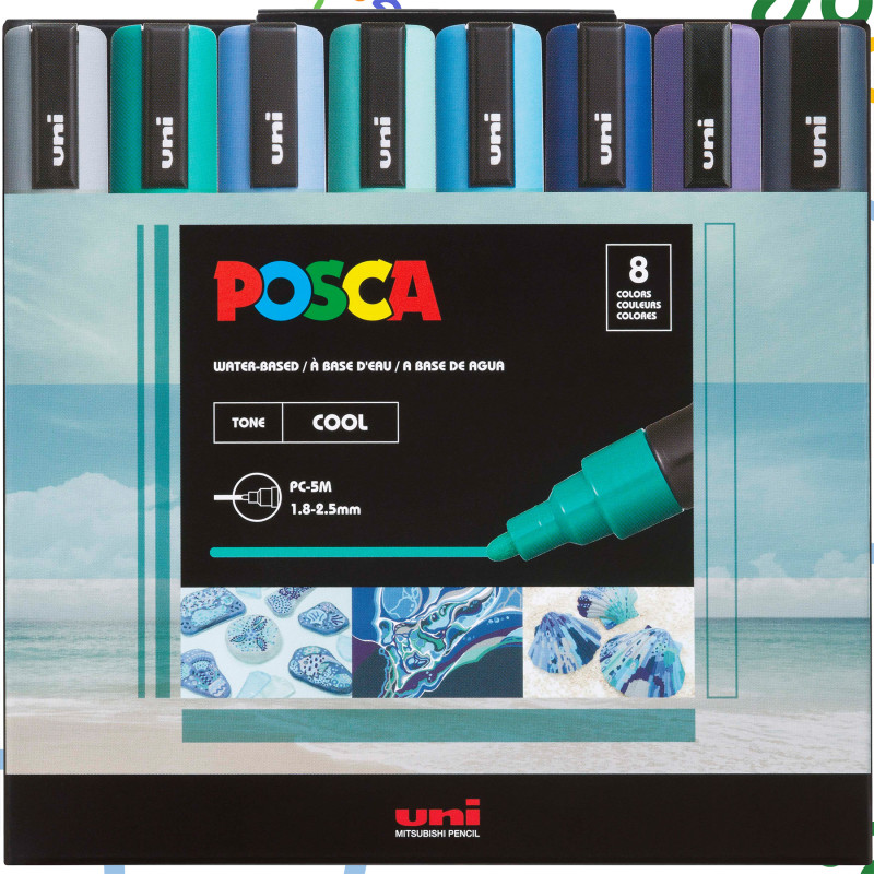 PC-5M Paint Markers, Medium Bullet Tip (1.8-2.5 mm), Cool Colors, Set of 8
