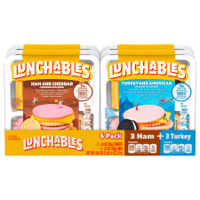 Lunchables Ham & Cheddar Cheese & Turkey & American Cheese Cracker Snack Kit Variety Pack, 6 ct Pack