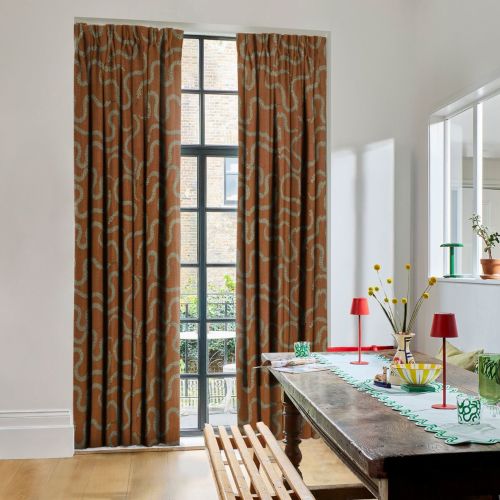 Eden Snake Rust Velvet Curtains