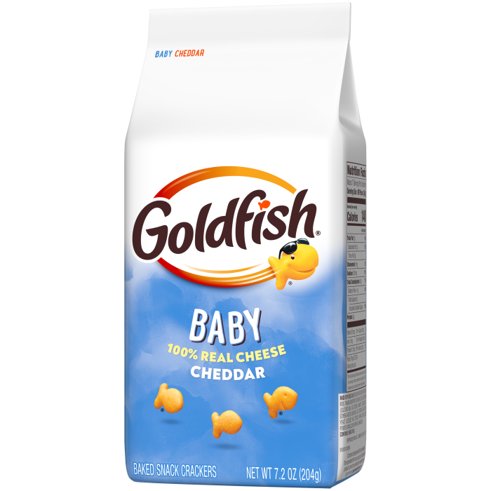 Goldfish® Baby Cheddar Baked Snack Crackers, 7.2 oz, bag - Right Angle Image