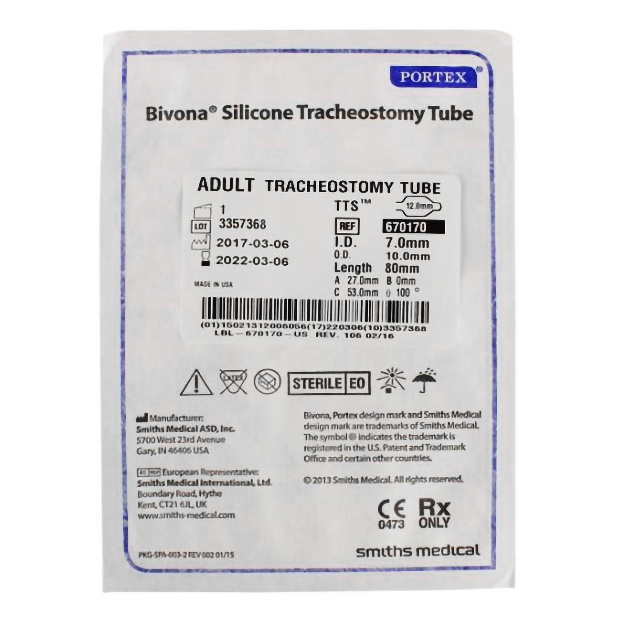 Bivona® TTS™ Tracheostomy Tube, Size 7