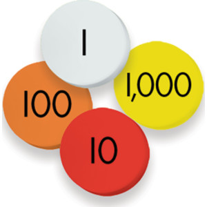4-Value Whole Numbers Place Value Discs, 100 Discs