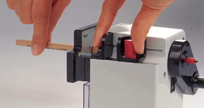 Dahle Rotary Sharpeners pull the pencil into the sharpener and spins freely once your point is achieved.