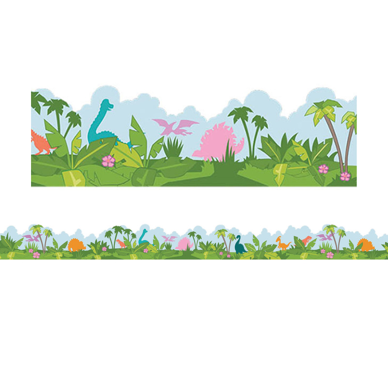 Dino Quest Dino Scene Extra Wide Classroom Border Trim, 12 Strips