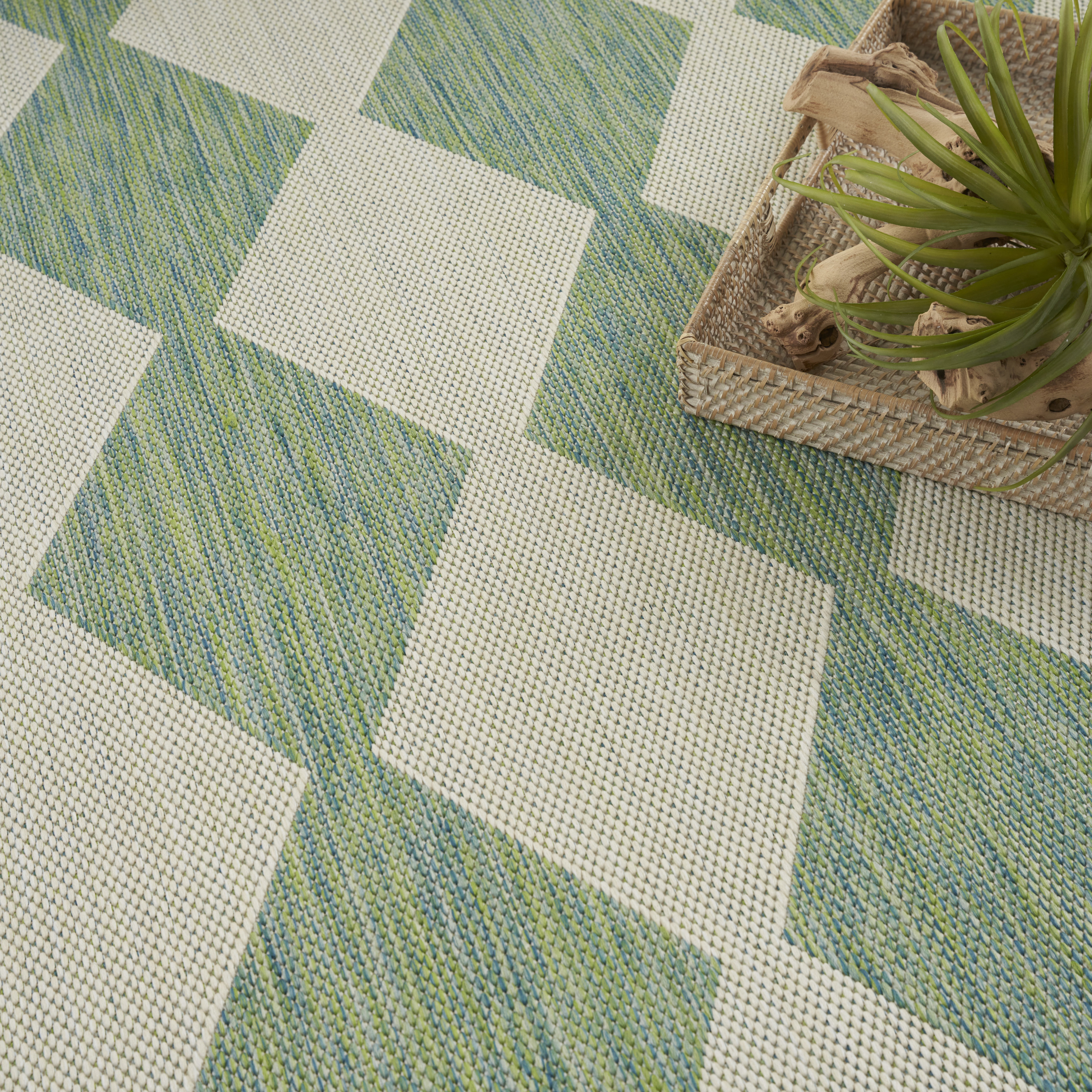 Nourison Positano 8' x Round Blue Green Modern Rug