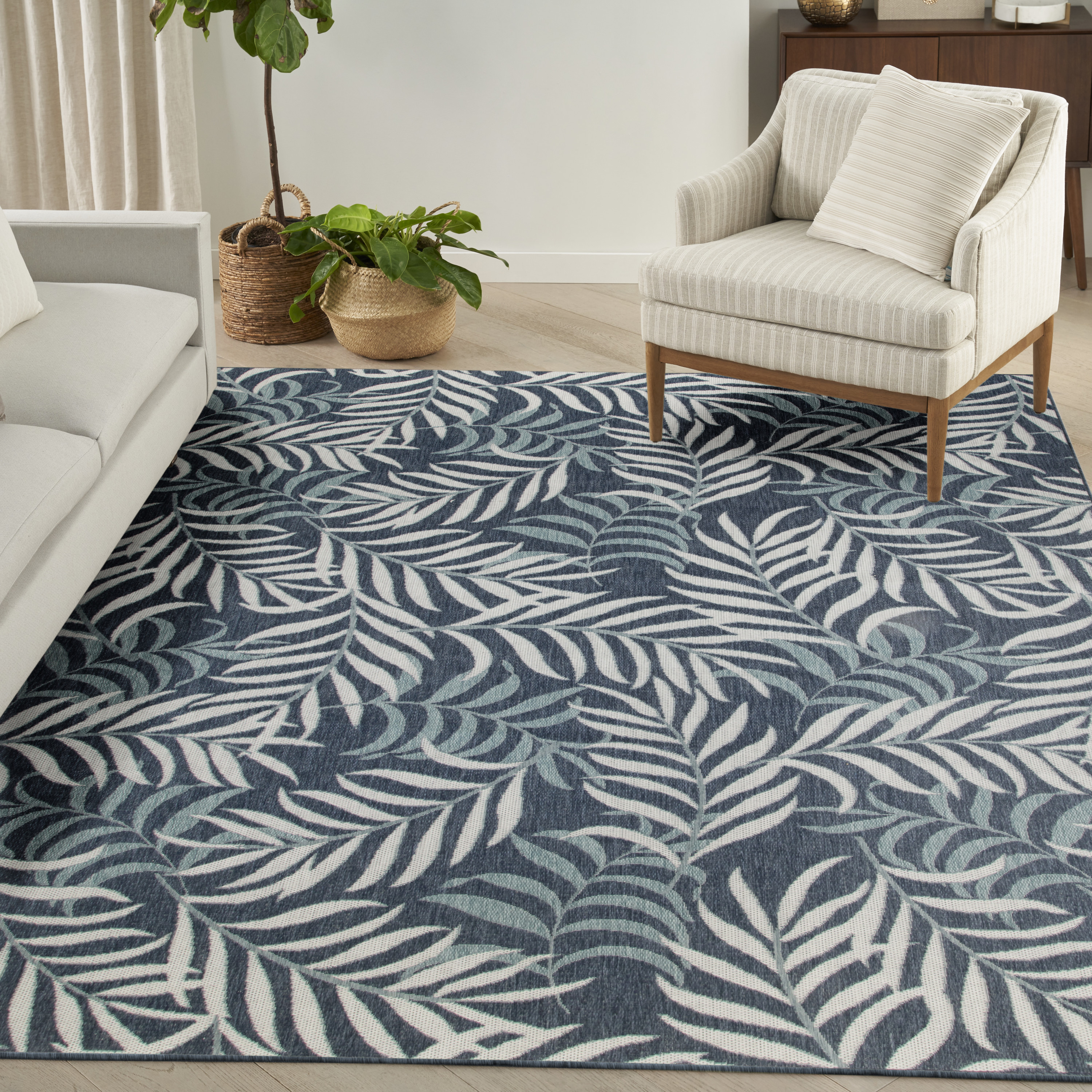 Nourison Garden Oasis 8' x 10' Navy Tropical Rug