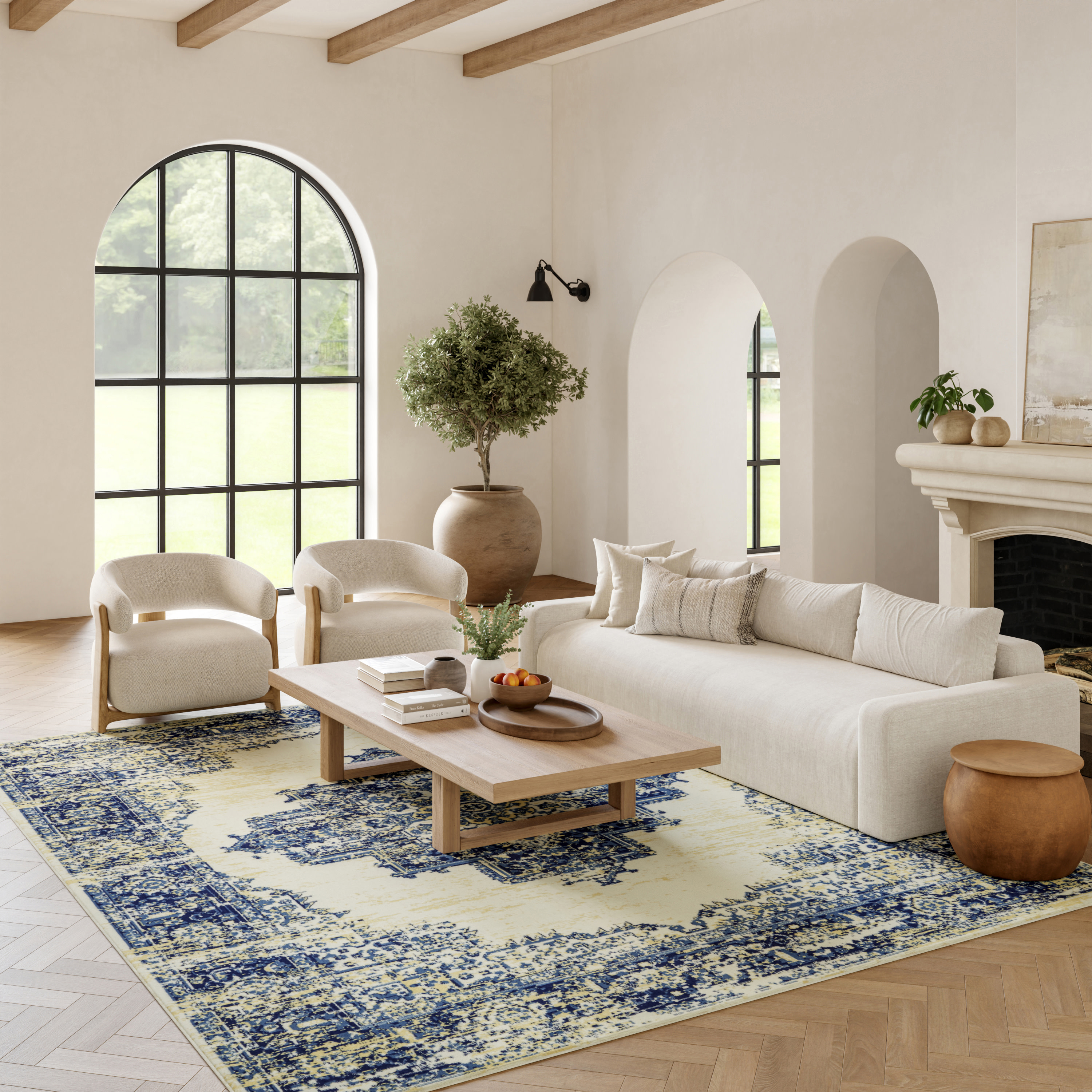 Nourison Grafix 7' x 10' White Vintage Indoor Rug