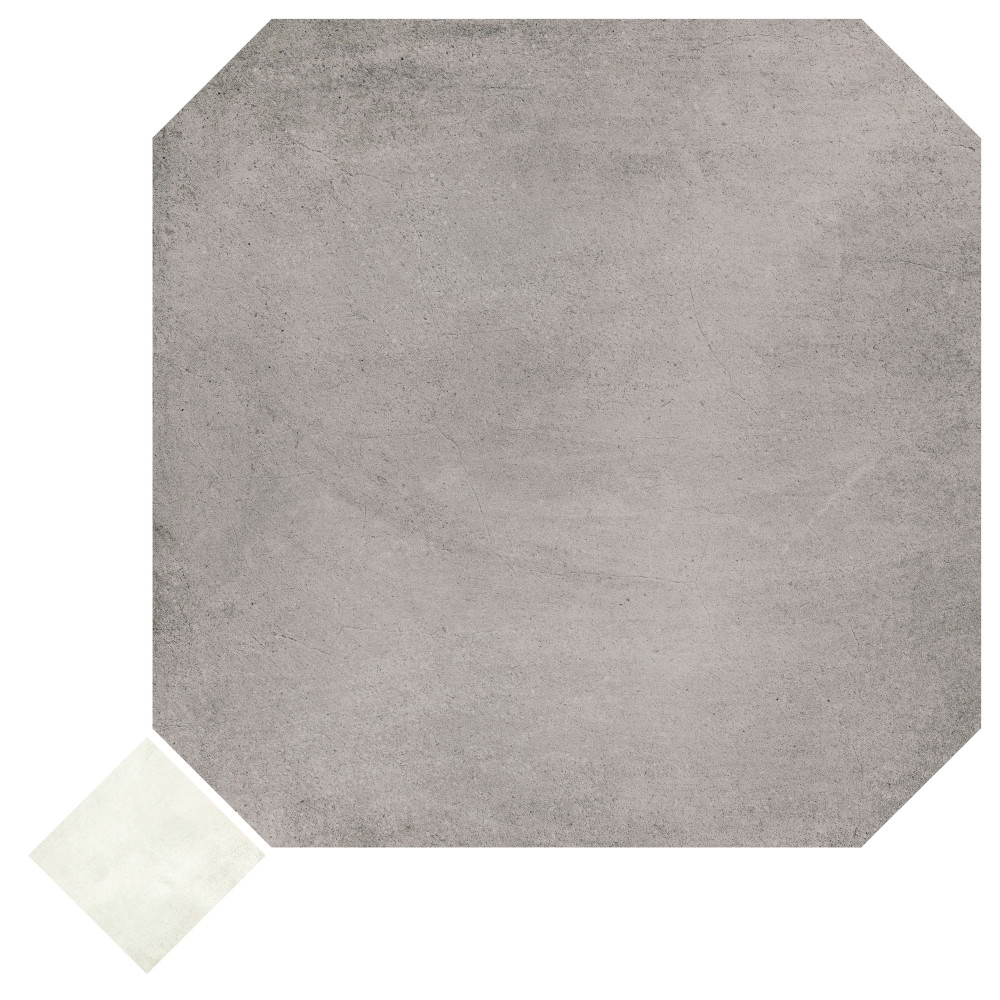 Laverton Octagon Gris with Taco Nieve 7-7/8 in. x 7-7/8 in. Porcelain Floor and Wall Tile