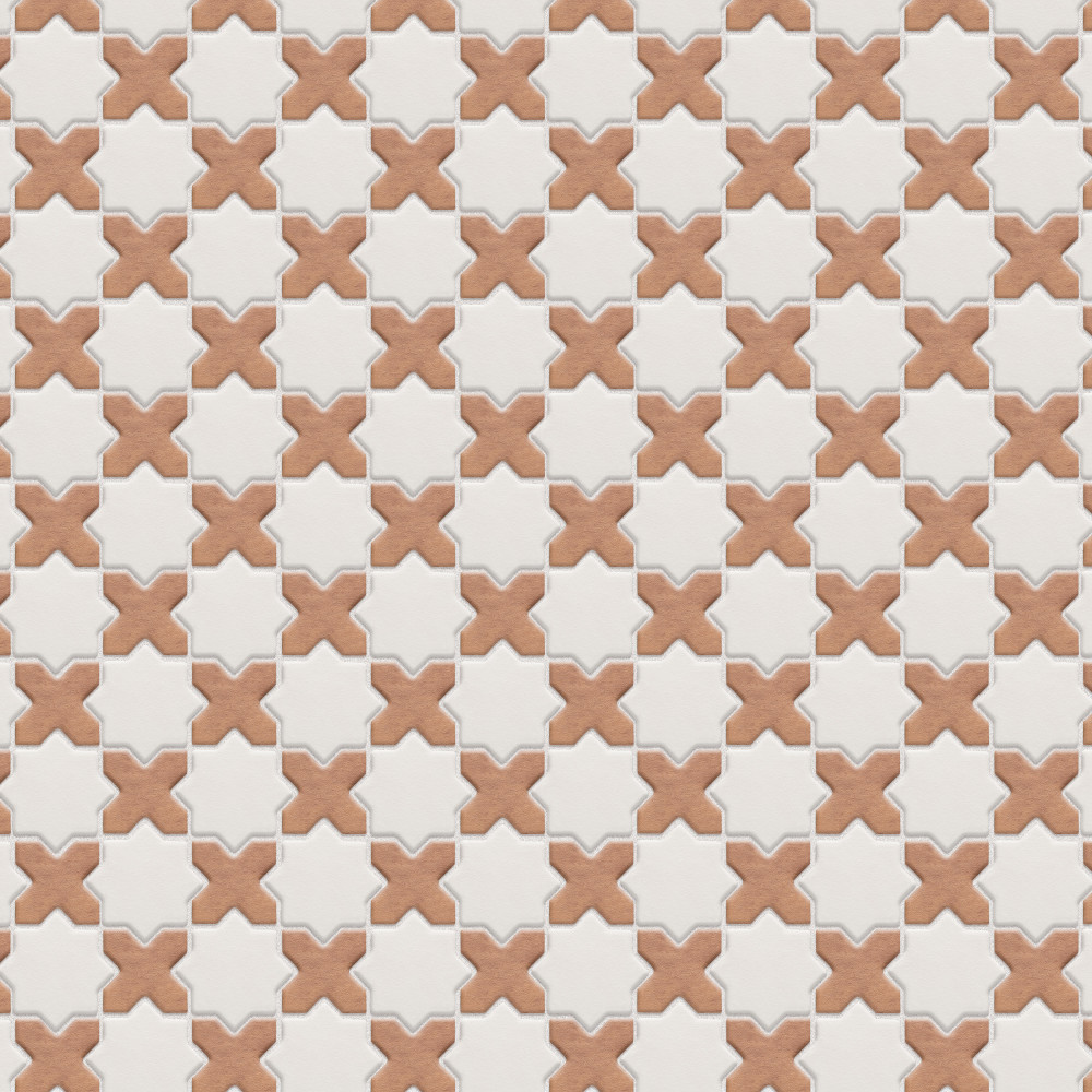 Sentier des Cotto 2″ Cross with White Star 11-7/8 in. x 11-7/8 in. Porcelain Mosaic Tile