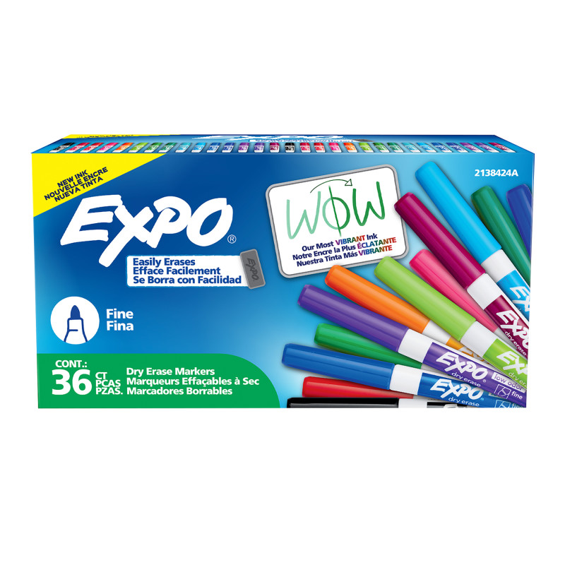 Dry Erase Markers, Whiteboard Markers with Low Odor Ink, Fine Tip, Assorted Vibrant Colors, 36 Count
