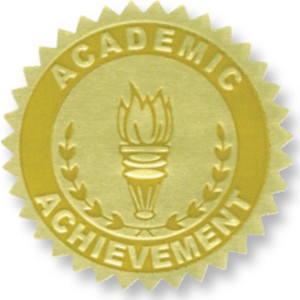 Gold Foil Embossed Seals, Academic Achievement, 54 Per Pack