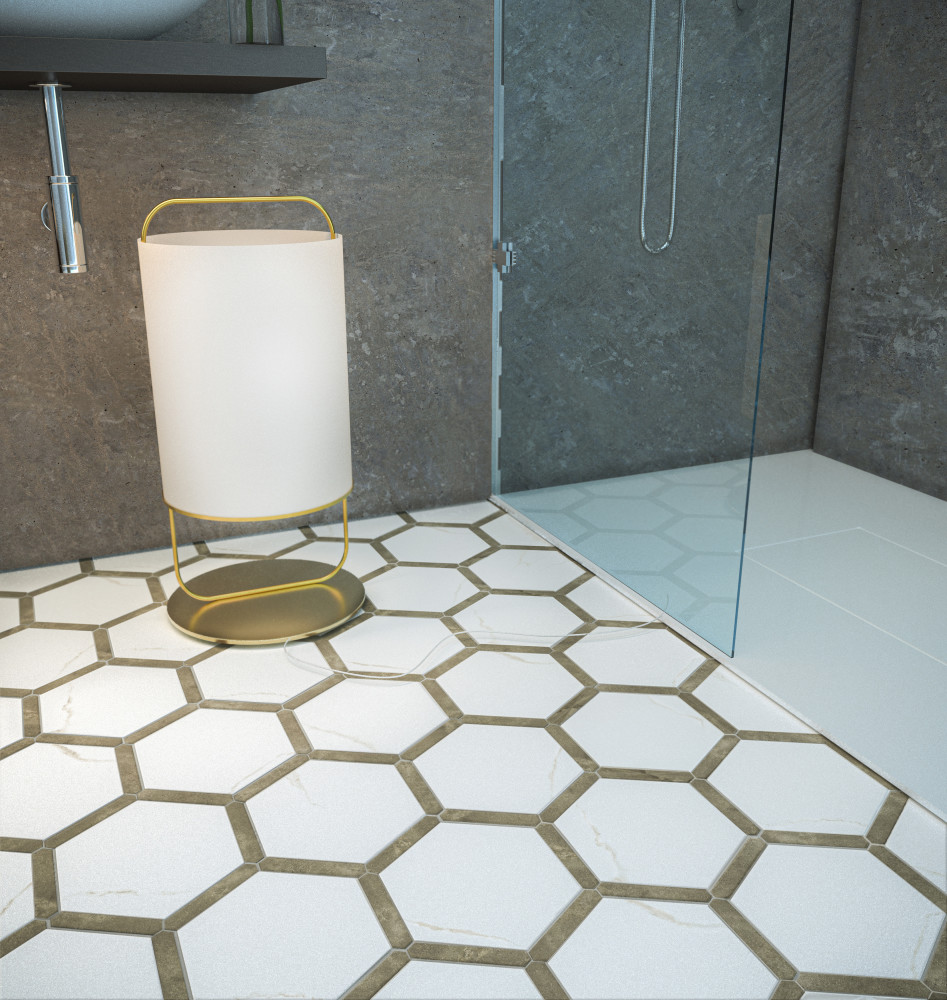 Marcotto Panal Calacatta Gold with Terra Picket 8-5/8 in. x 9-7/8 in. Porcelain Floor and Wall Tile
