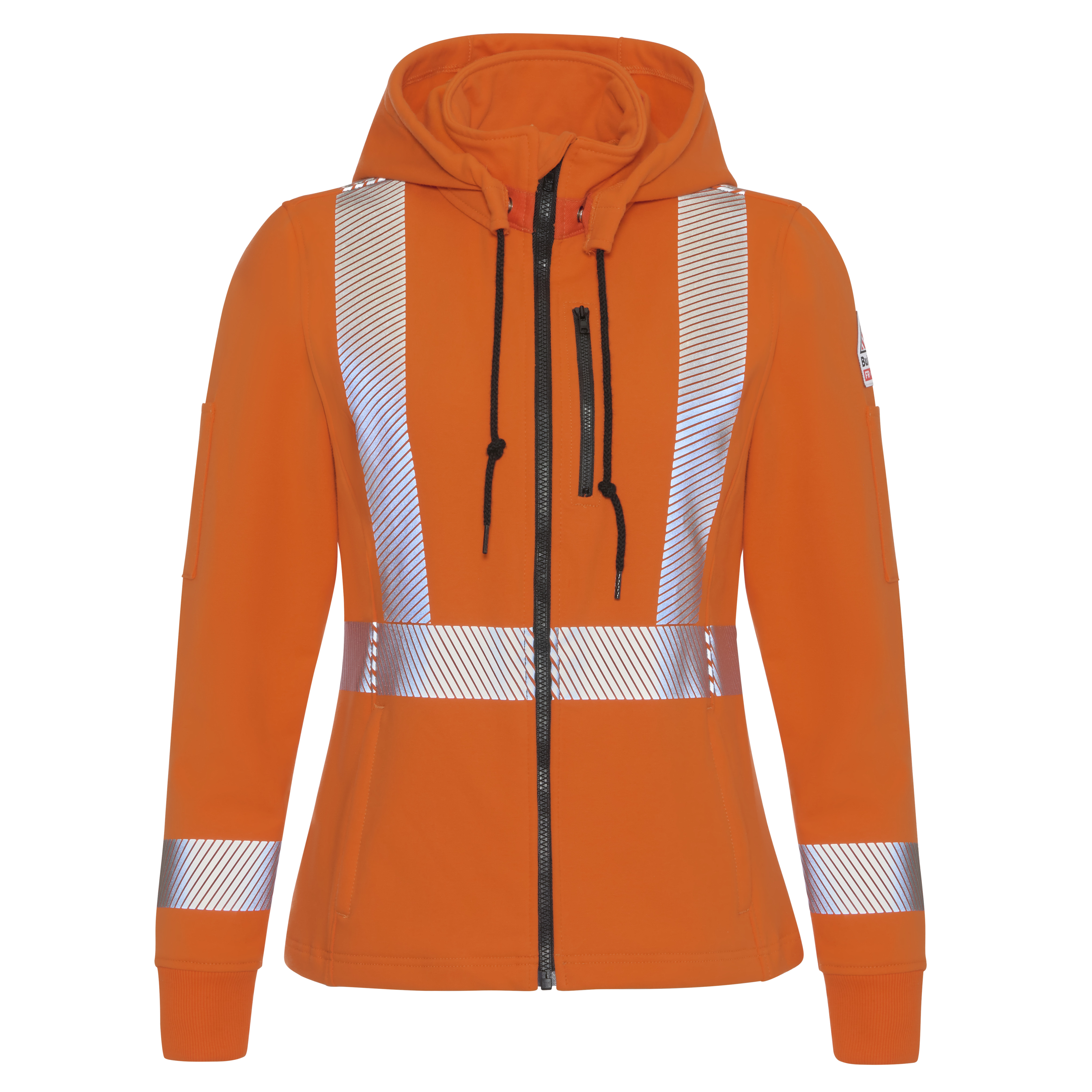 Women‘s Full Zip Fleece Jacket with Reflective Trim and Detachable Hood-Bulwark