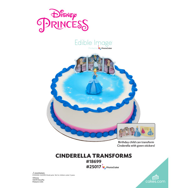 Disney Princess Cinderella Transforms The Magic of Cakes® PhotoCake® Enhanced Round Background Page