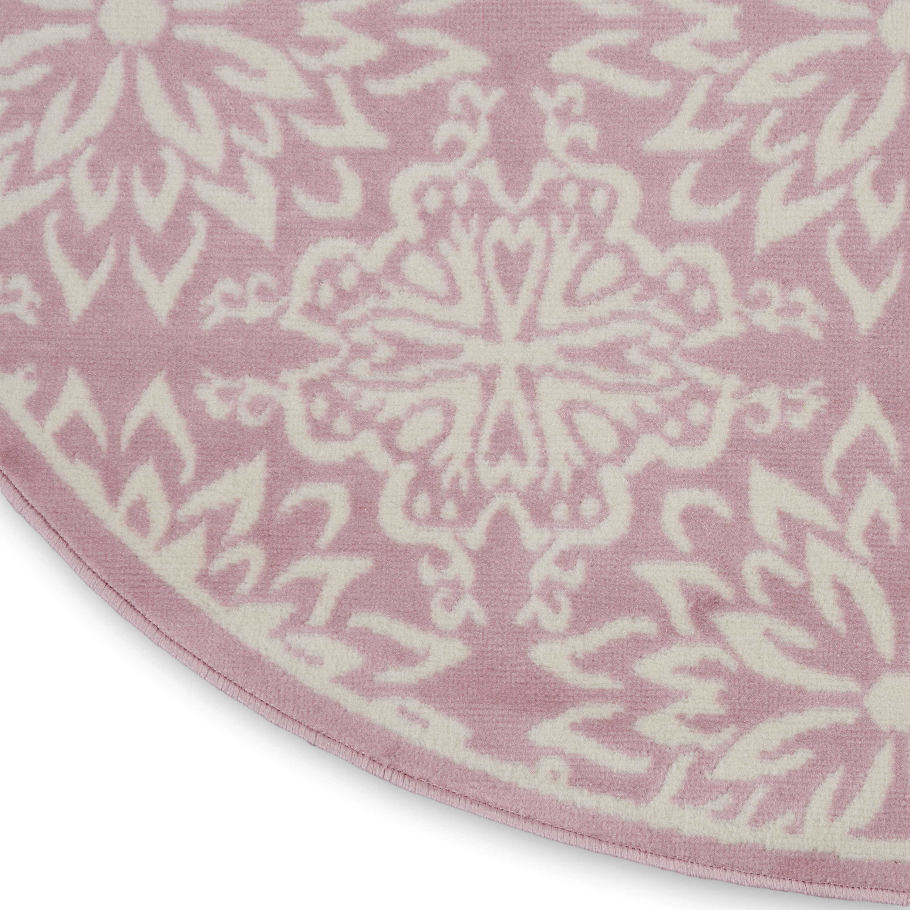 Nourison Jubilant 8' x Round Ivory Pink Farmhouse Indoor Rug