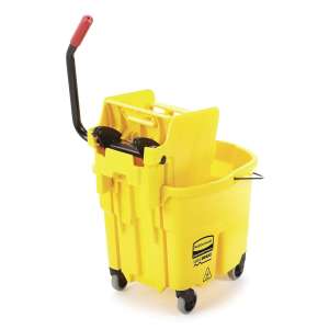 Rubbermaid Commercial, WaveBrake, 35qt, Mop Bucket w/ Sidepress Wringer and Drain, Yellow