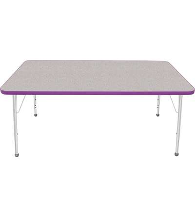 Creative Colors® Activity Table, Rectangle, 36" x 60", Gray Nebula Top Color, Purple Edge Color, Standard Leg Height, Platinum S