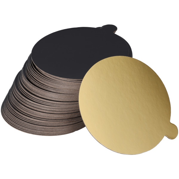 5" Round Black/Gold Reversible Waxed Corrugated Cake Board