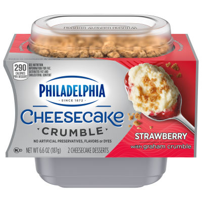 Philadelphia Cheesecake Crumble Strawberry Cheesecake Desserts with Graham Crumble, 2 ct Pack