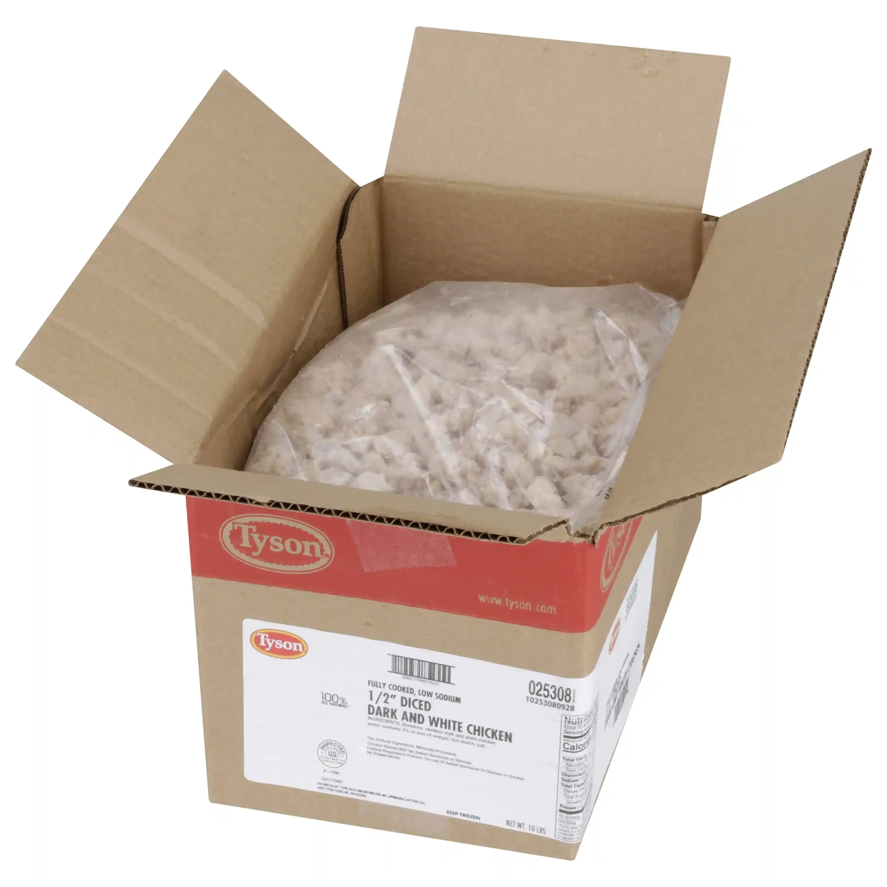 Tyson® Fully Cooked All Natural* Low Sodium Diced Chicken, Reverse Blend 65 Dark/35 White Meat, 0.5"_image_4
