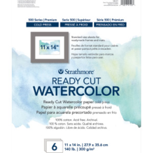 500 Series Ready Cut Watercolor Paper Pack, Cold Press, 11x14 inch, 6 Sheets