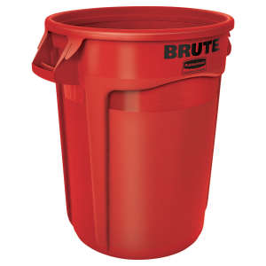 Rubbermaid Commercial, VENTED BRUTE®, 32 gal, Resin, Red, Round, Receptacle
