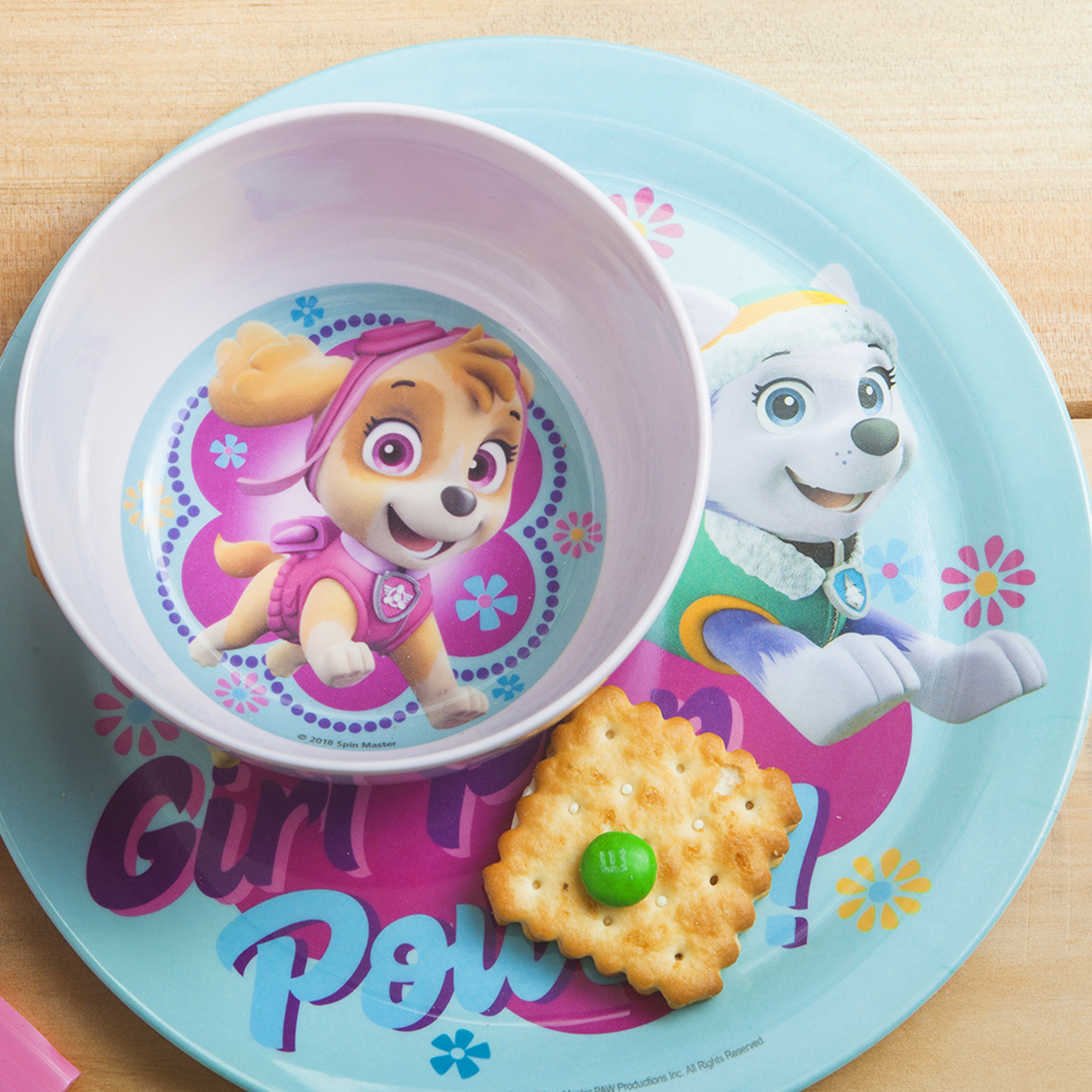 Paw Patrol Plate, Bowl, Tumbler, Water Bottle and Flatware Set for Kids, Everest and Skye, 6-piece set slideshow image 5