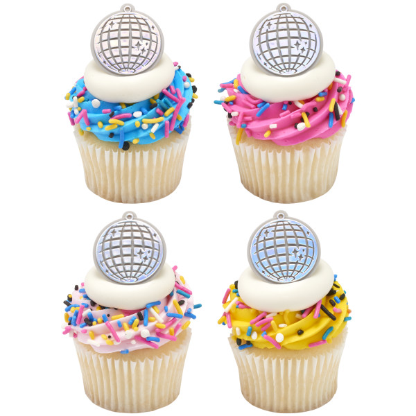 40 Pieces Disco Ball Cupcake Toppers Silver Disco Ball Cake Toppers...