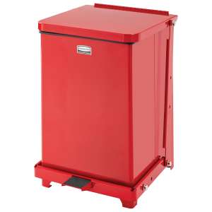 Rubbermaid Commercial, Defenders®, 4gal, Metal, Red, Square, Receptacle