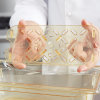 Third-size Super Pan® high-temperature plastic false bottom in amber