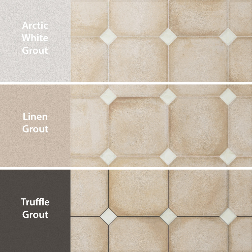 Laverton Octagon Beige with Taco Nieve 7-7/8 in. x 7-7/8 in. Porcelain Floor and Wall Tile