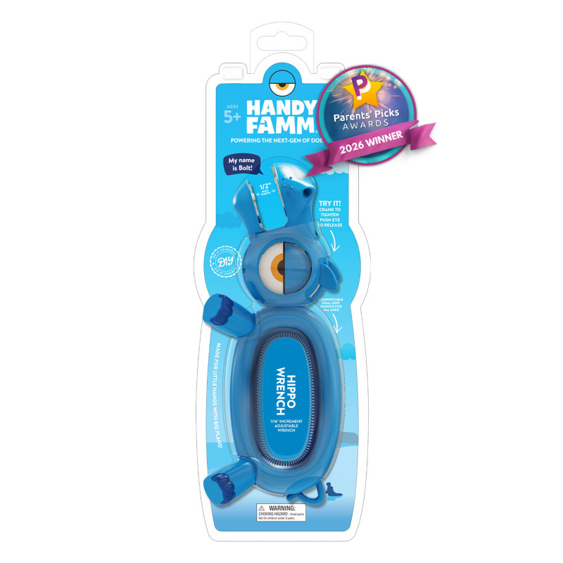 Bolt the Hippo™ Kids Blue Adjustable Wrench – STEM Learning Tool for Kids, Beginner DIY Tool
