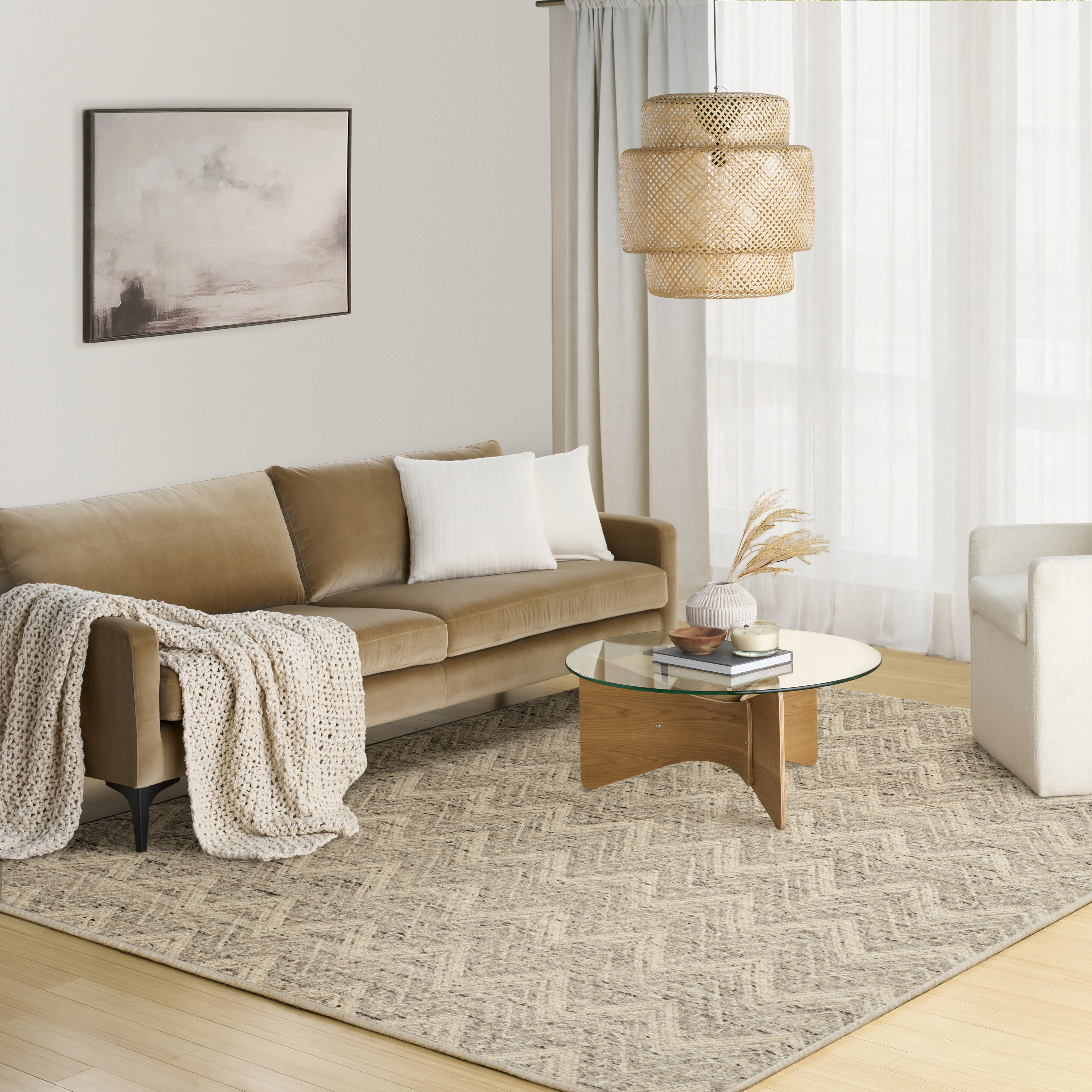 DKNY Pure Purl 5'3" x 7'3" Grey Ivory Modern Indoor Rug
