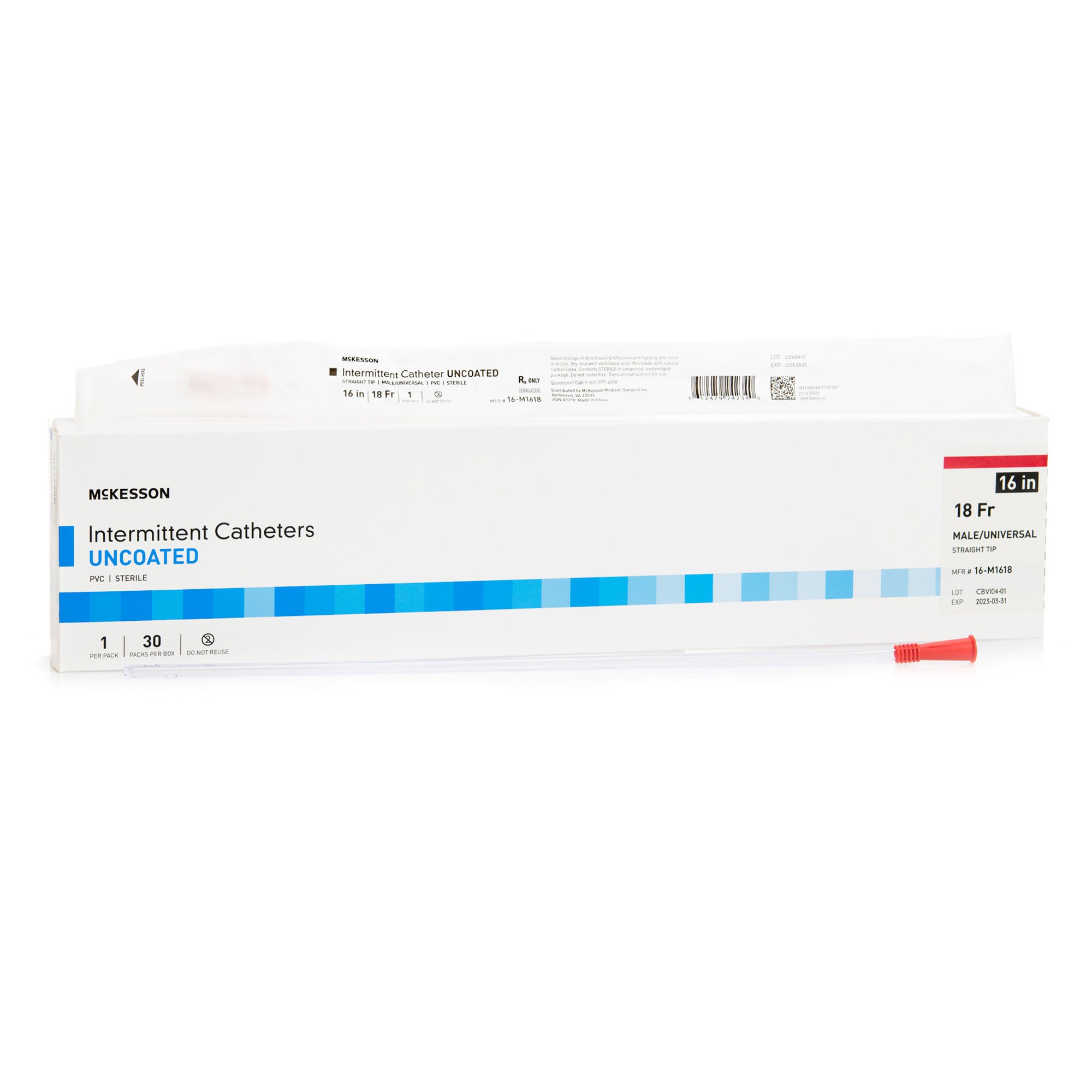 McKesson Brand CATHETER, URETH STRT TIP UNCOATED PVC 18FRX16" (30/BX)