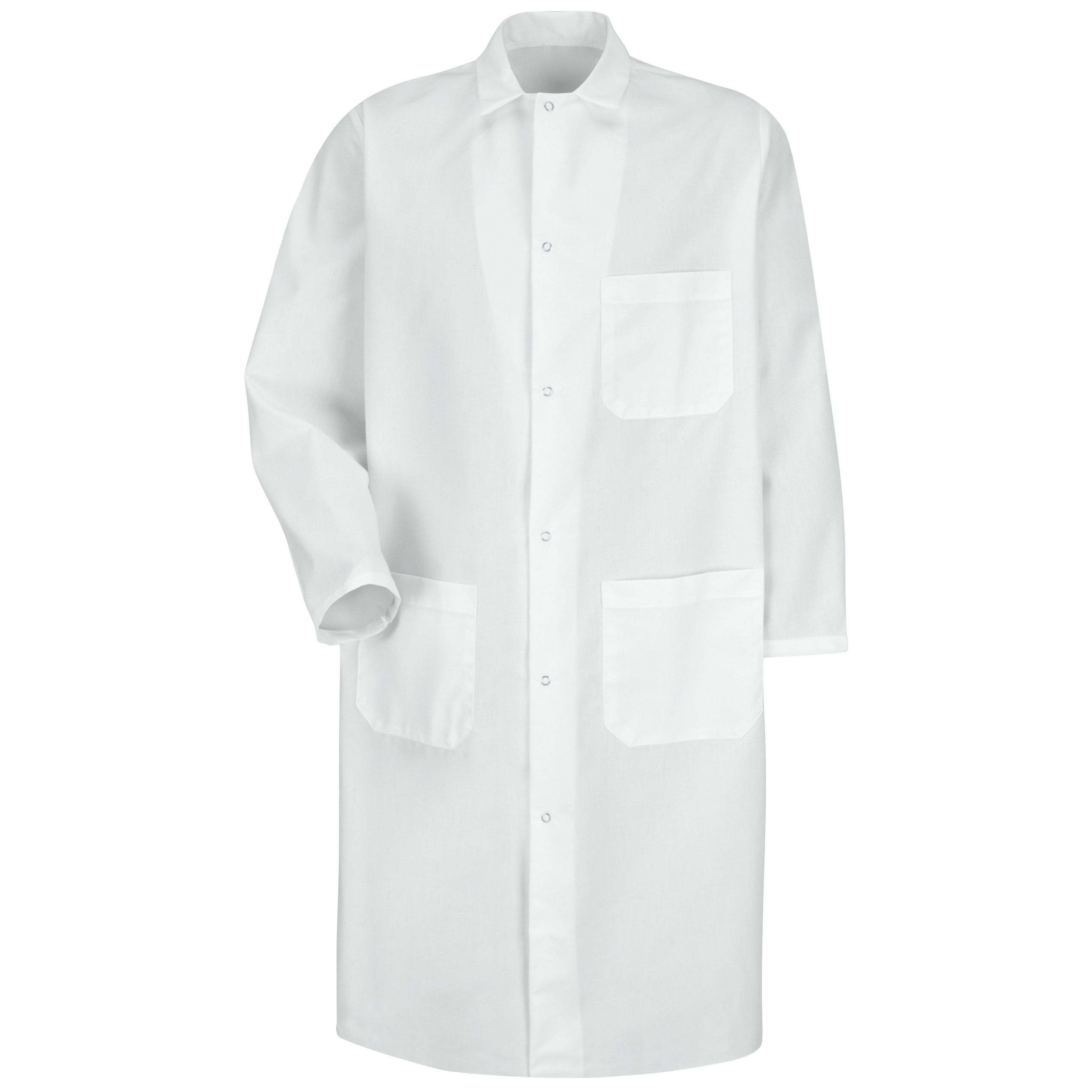 Gripper-Front Spun Polyester Butcher Coat with Exterior Pocket-Red Kap