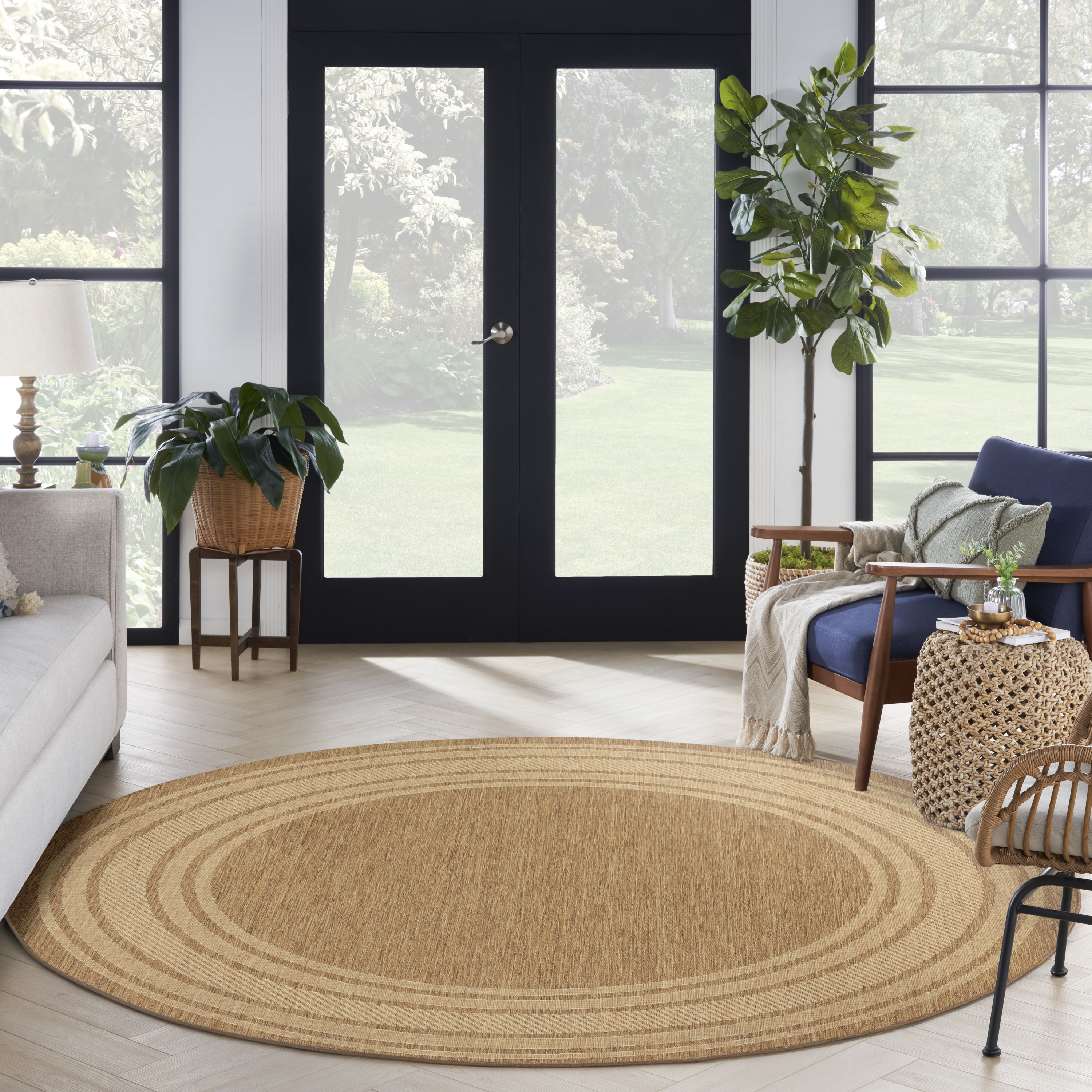 Nourison Horizon Indoor/Outdoor 8' x Round Natural Modern Rug